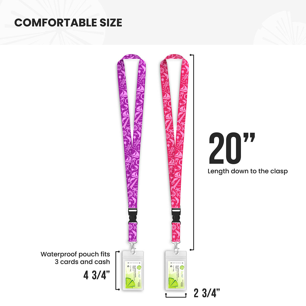 Cruise Lanyard, 2-Pack Nautical Theme, Pink Purple