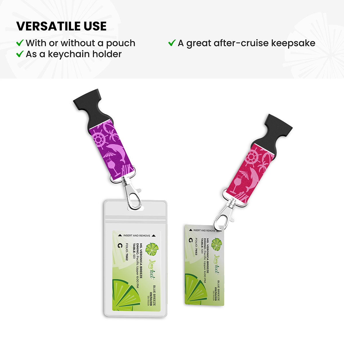 Cruise Lanyard, 2-Pack Nautical Theme, Pink Purple