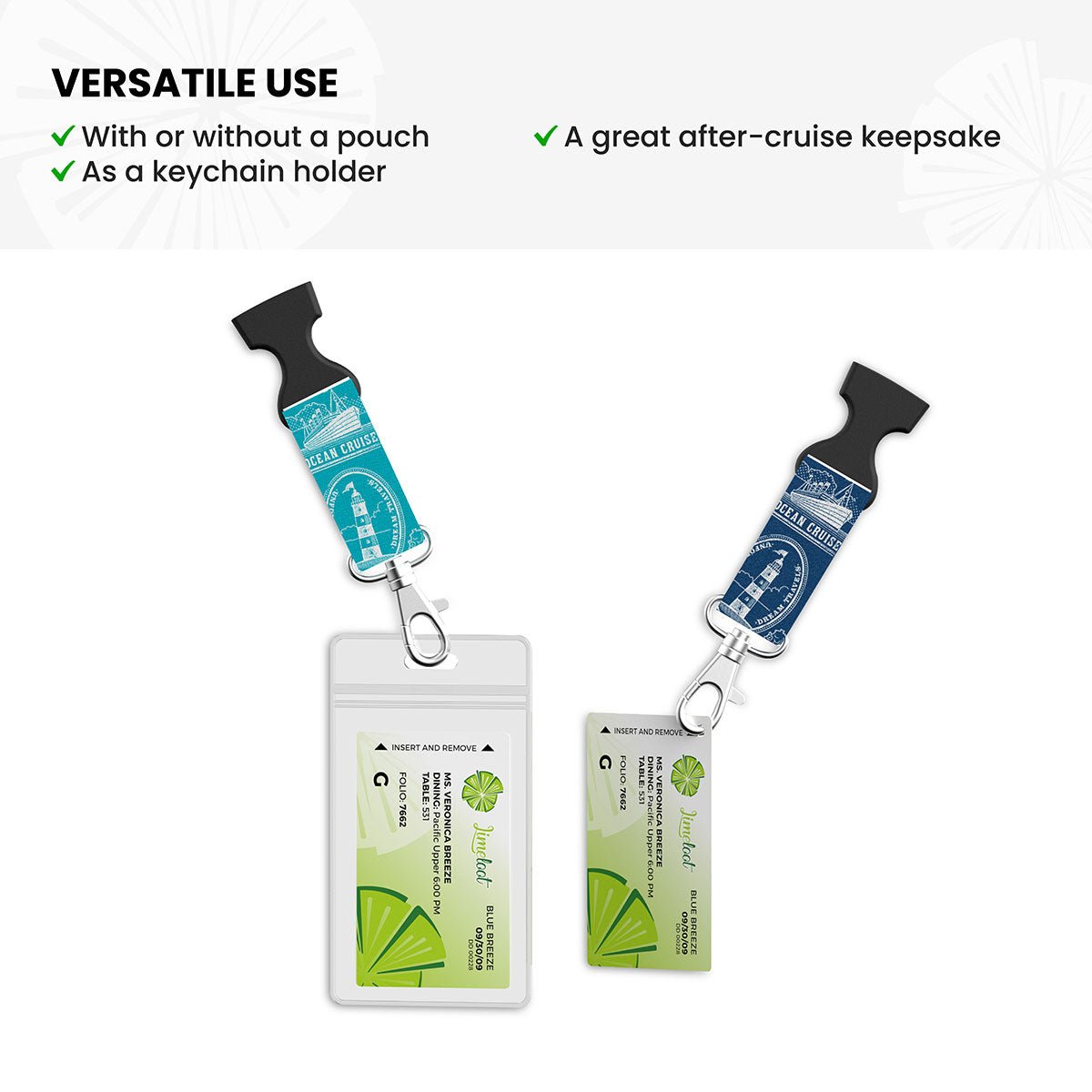 Cruise Lanyard, 2 - Pack Nautical Theme, Blue Teal - 4 - Limeloot