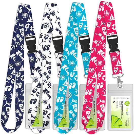 Cruise Lanyard with Buckle and Card Holder, 4 - Pack - 1 - Limeloot