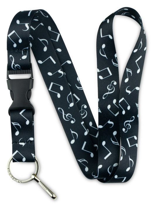 Music Black White Lanyard - 1 - Limeloot