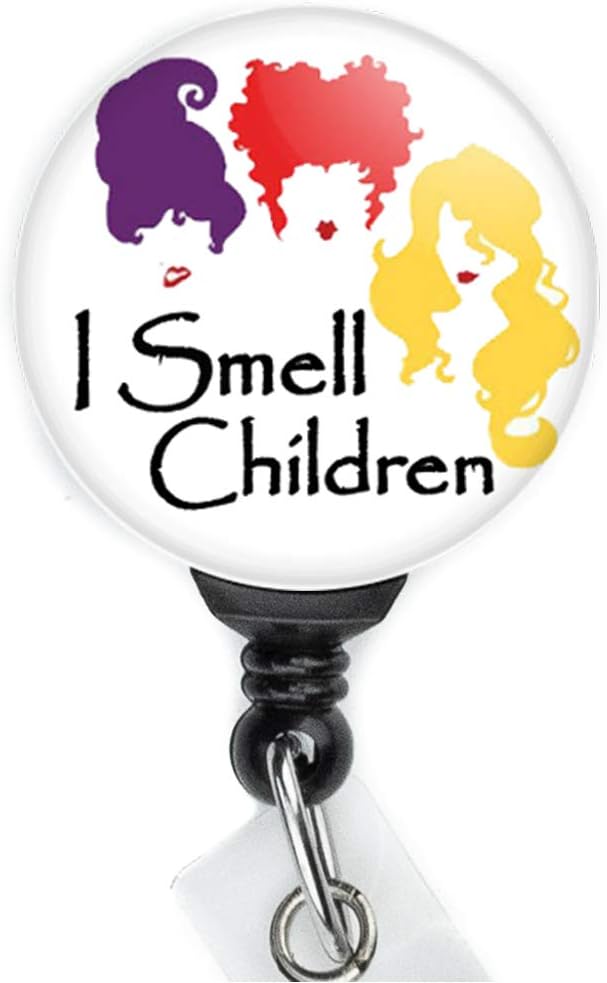 Hocus Pocus I Smell Children Halloween badge reel