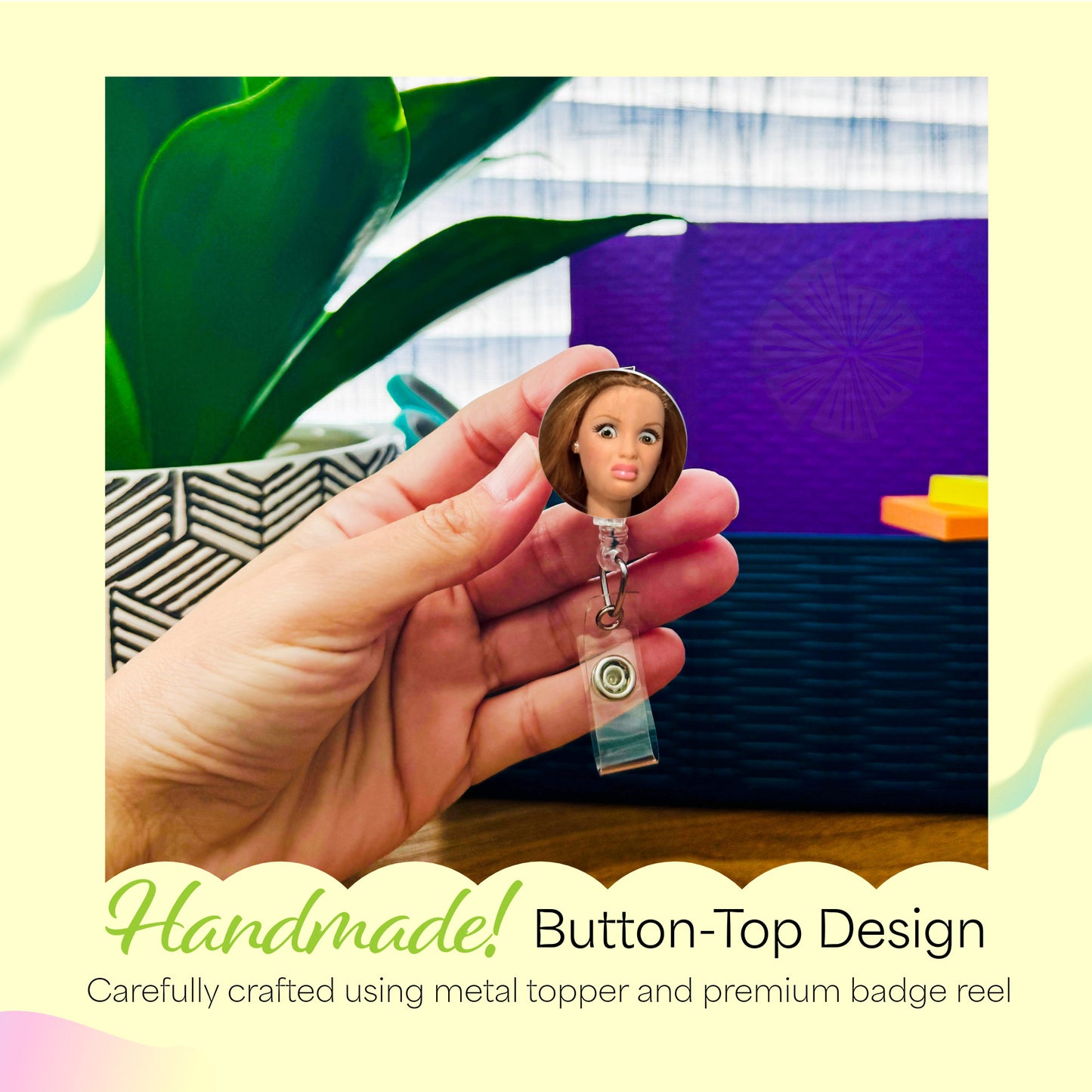 Bruh Doll Handcrafted Retractable Badge Reel for Exhausted, Tired, Nursing Students and Medical Staff