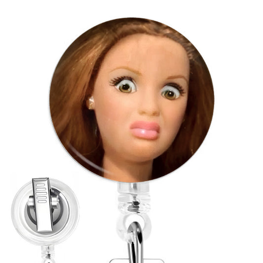 Bruh Doll Handcrafted Retractable Badge Reel for Exhausted, Tired, Nursing Students and Medical Staff