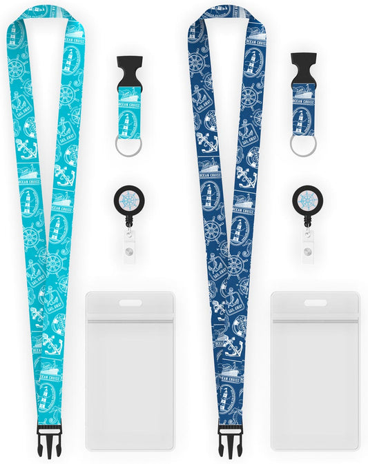 Cruise Lanyard with Badge Reel, Buckle, and Card Holder, 2-Pack